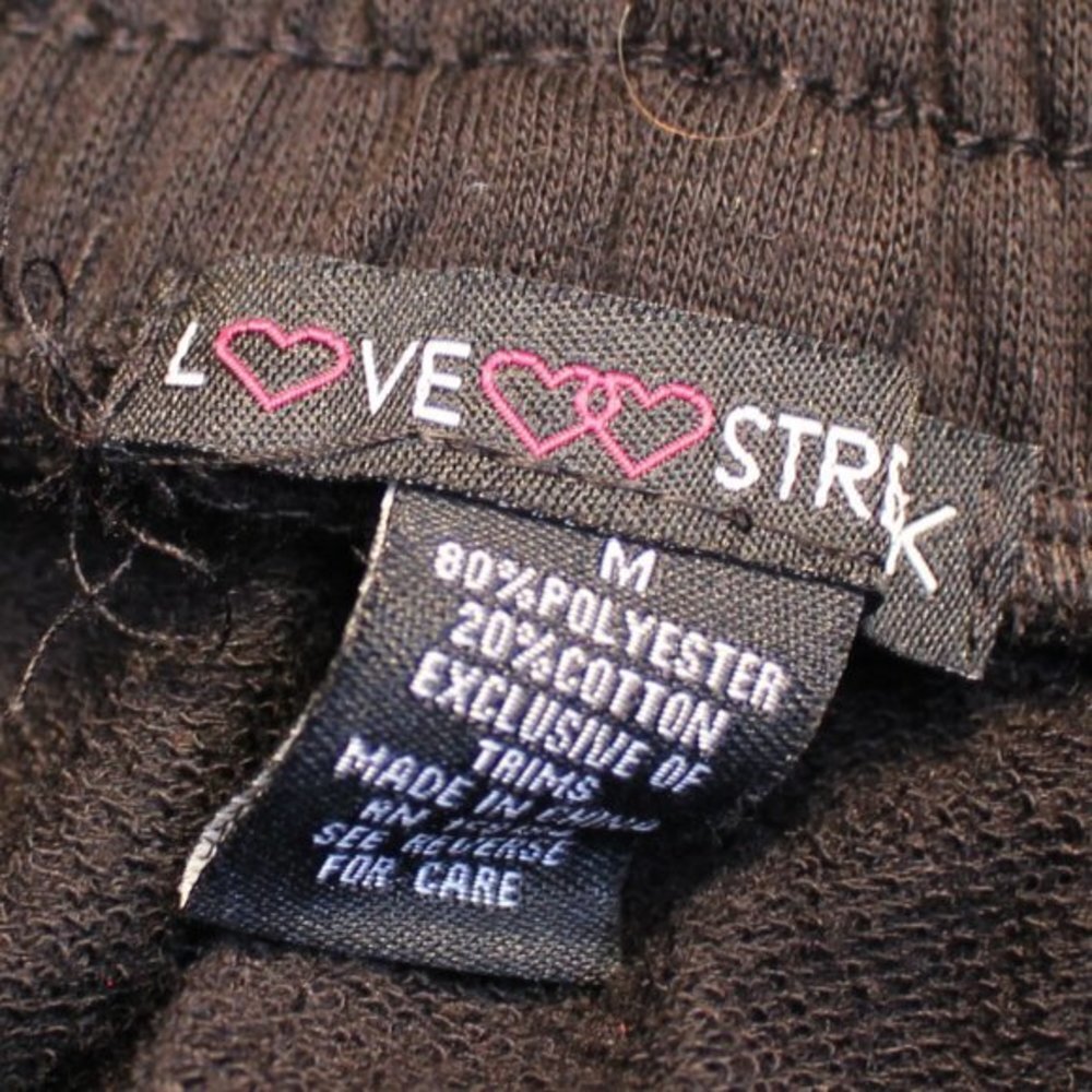 Love Streak Black Drawstring Shorts w/ Pockets M - Picture 4 of 5